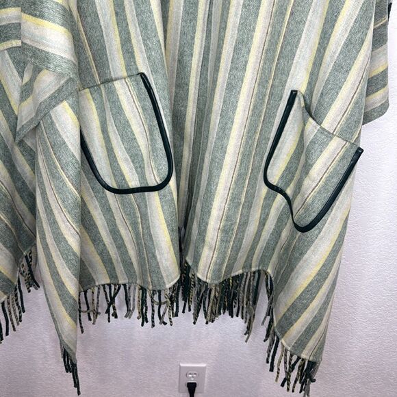 NWT SIMKHAI Cypress Stripe Sam Wool Fringe Poncho One-Size - Picture 6 of 14